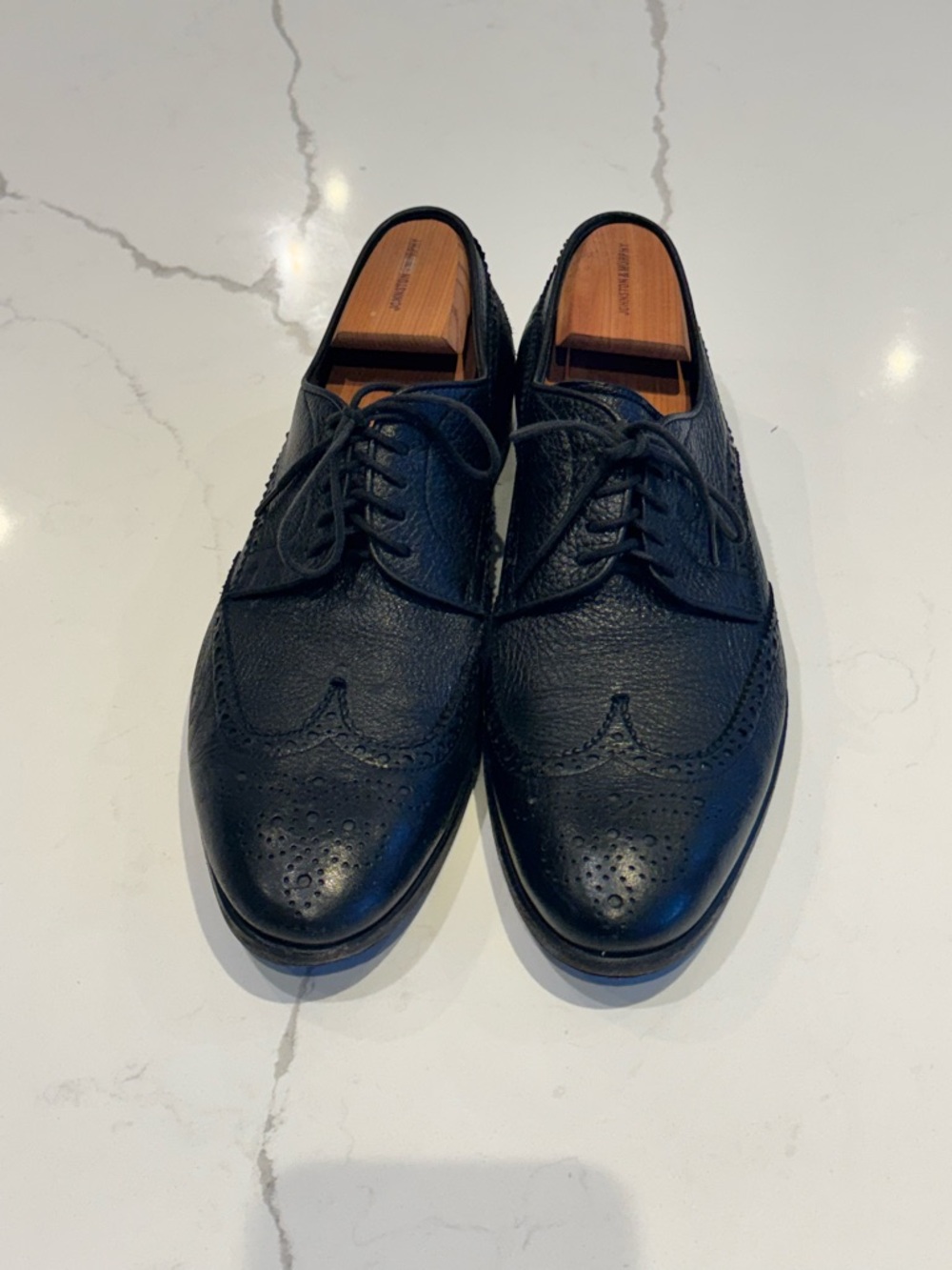 Classic Henderson Deer skin Black Men's Wingtip Dress Shoes-11
